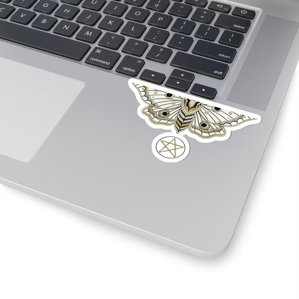 Mystic Moon Moth Kiss-Cut Sticker Pack — Gold Pentagram Laptop Decal