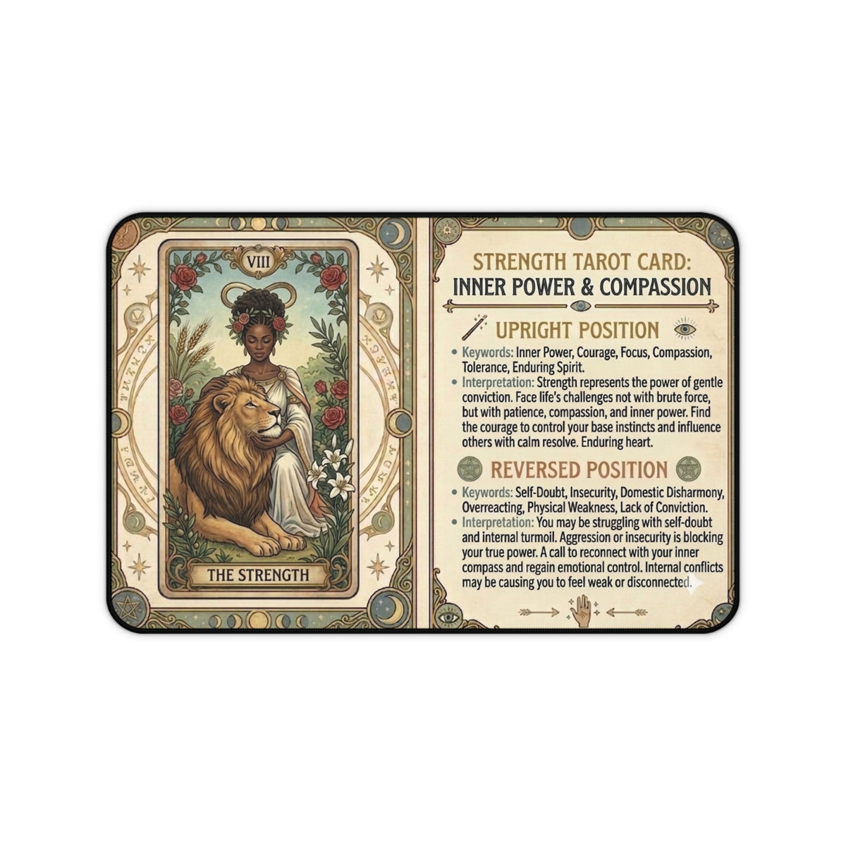 The Strength Tarot Card desk mat mouse pad by Arcana Forge – product image 1 of 12