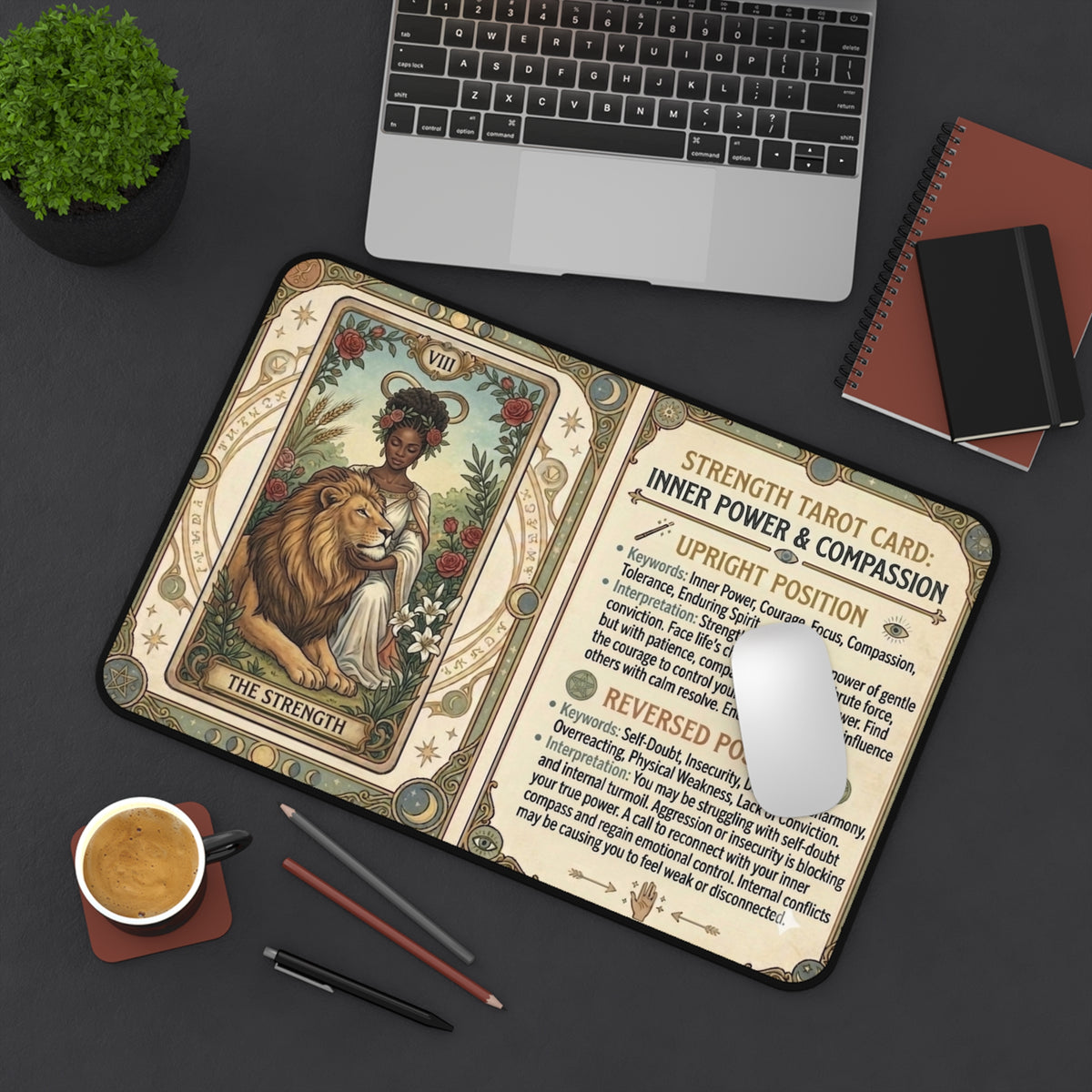 The Strength Tarot Card desk mat mouse pad by Arcana Forge – product image 6 of 12