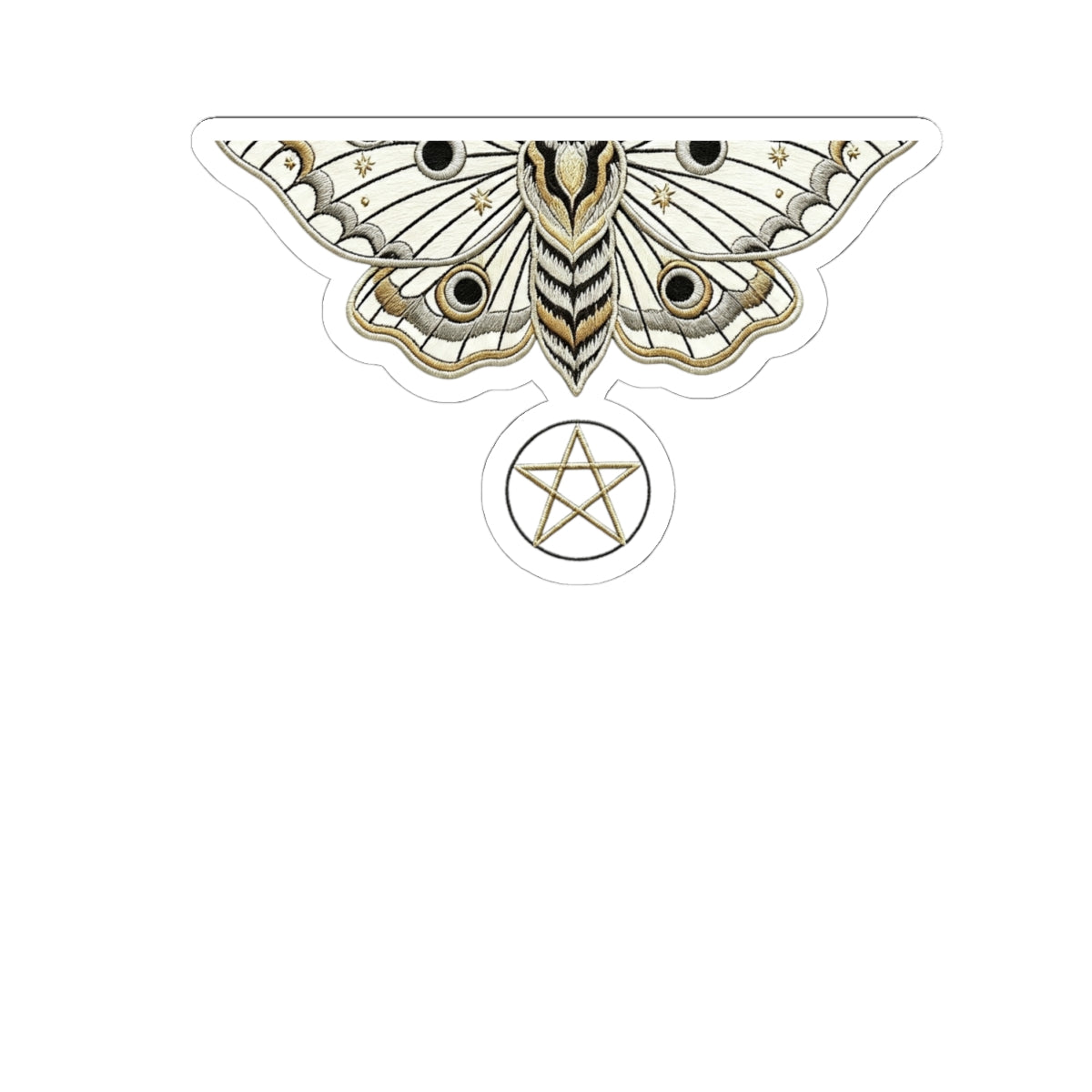 Mystic Moon Moth Kiss-Cut Sticker Pack — Gold Pentagram Laptop Decal