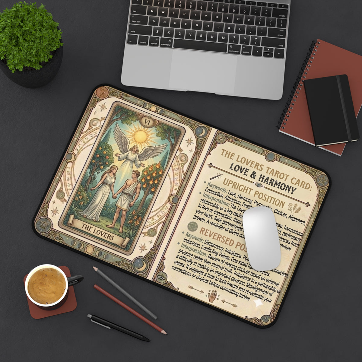 The Lovers Tarot Card desk mat mouse pad by Arcana Forge – product image 6 of 12
