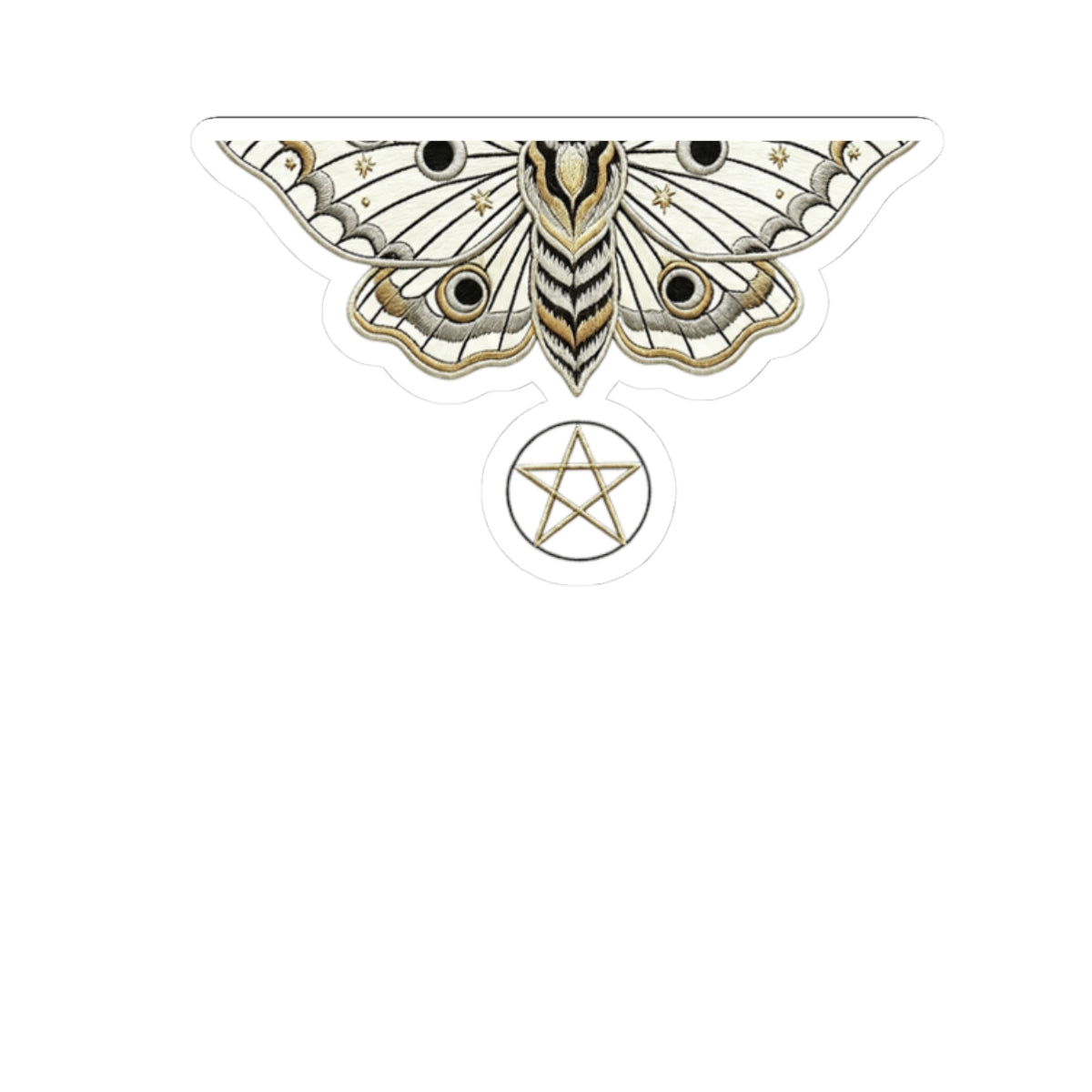 Mystic Moon Moth Kiss-Cut Sticker Pack — Gold Pentagram Laptop Decal