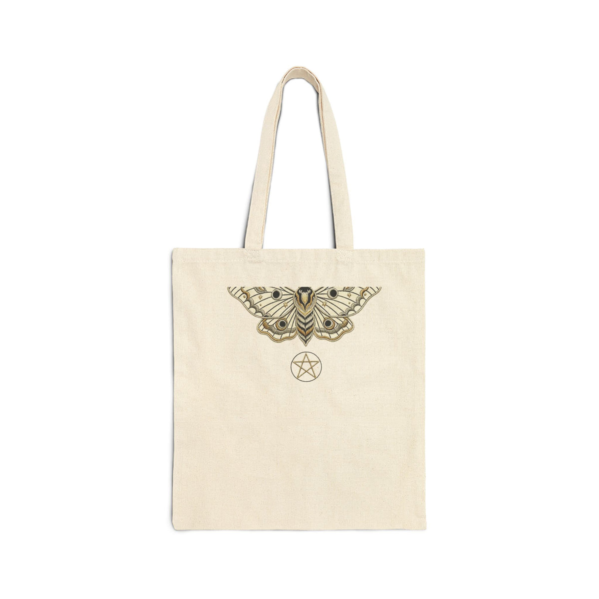 Moth and Pentagram Gothic Canvas Tote Bag