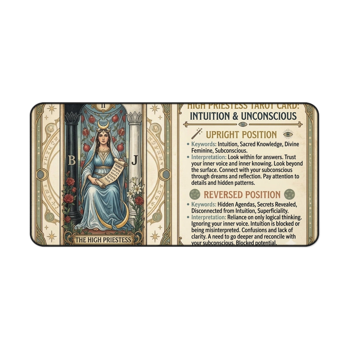 The High Priestess Tarot Card desk mat mouse pad by Arcana Forge – product image 3 of 12