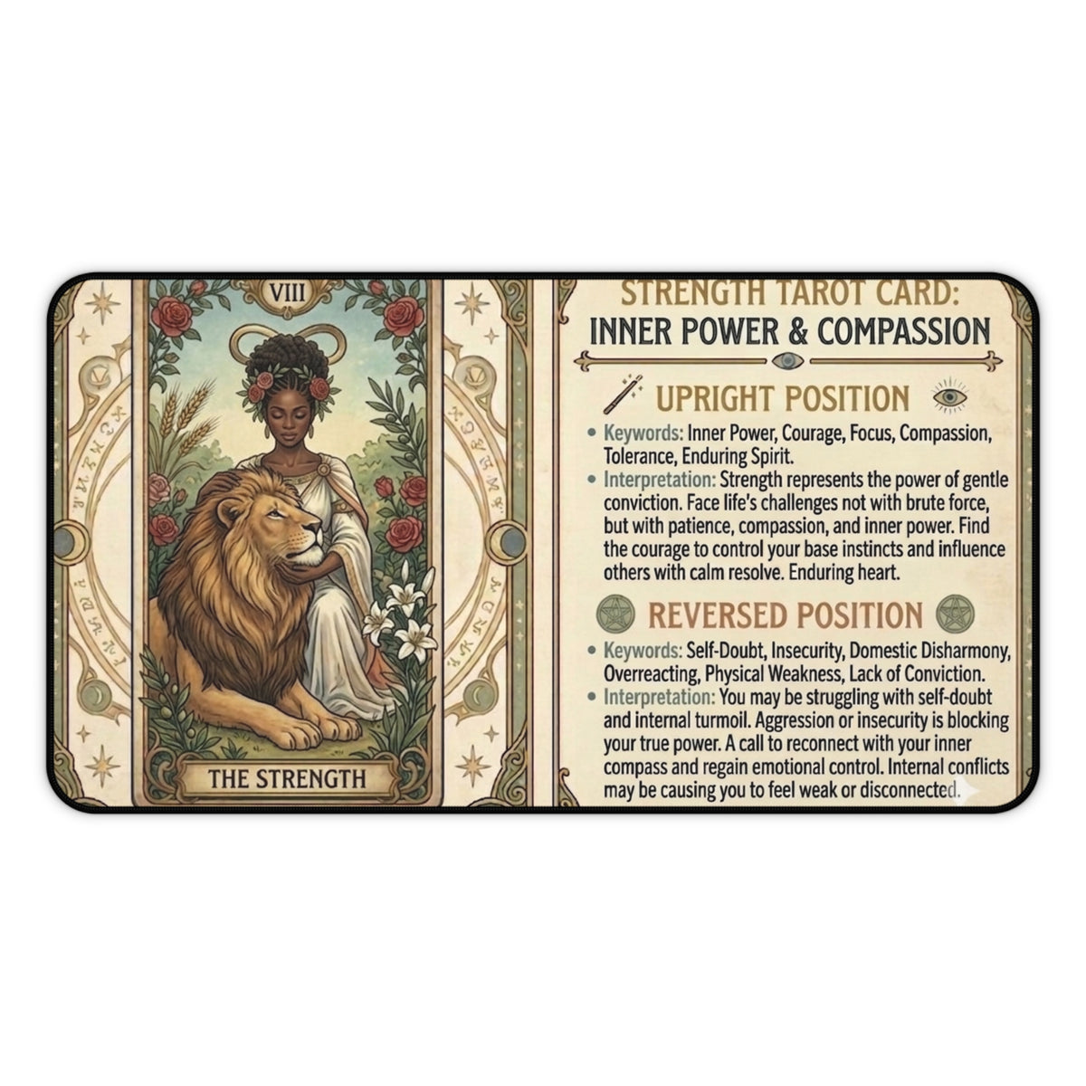 The Strength Tarot Card desk mat mouse pad by Arcana Forge – product image 2 of 12
