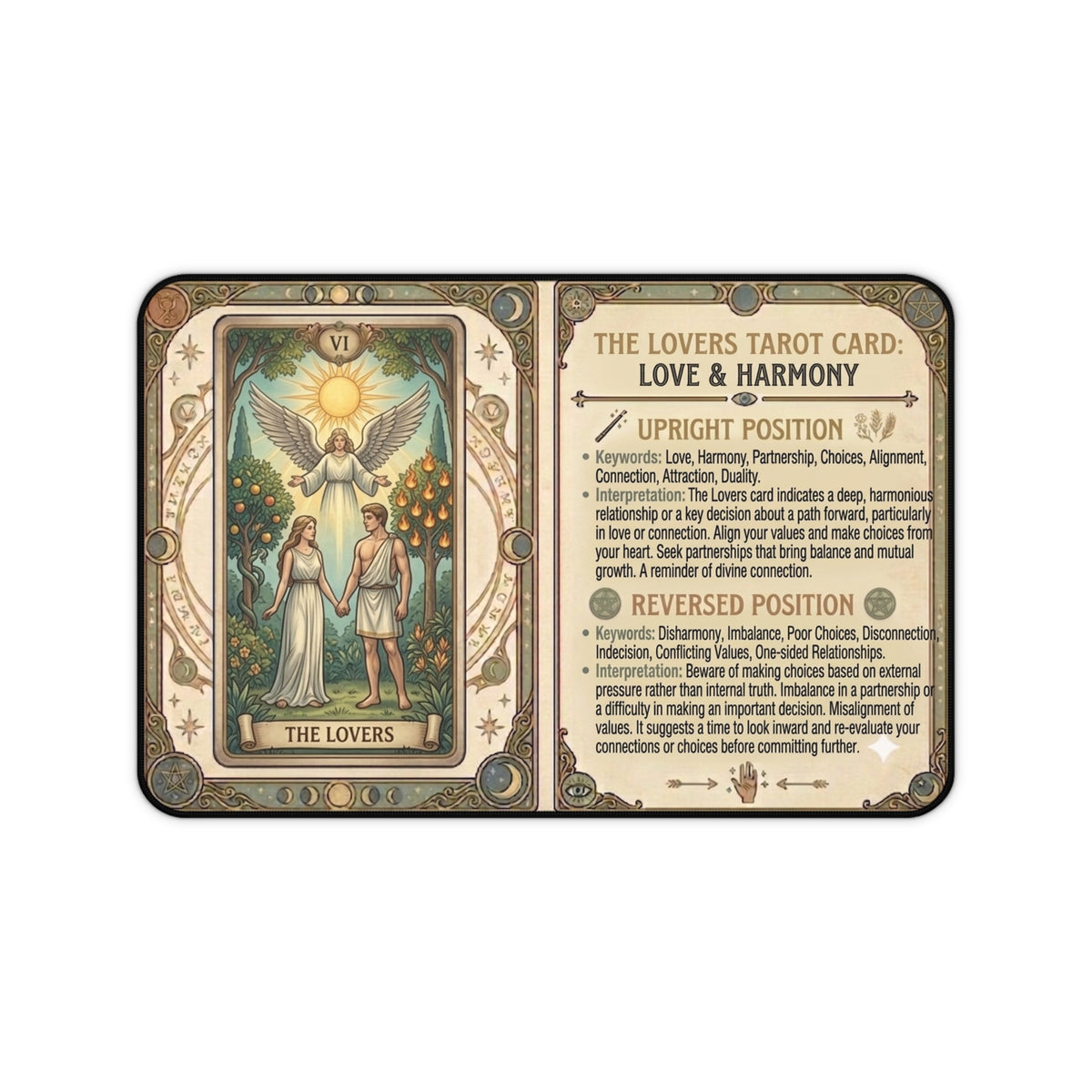 The Lovers Tarot Card desk mat mouse pad by Arcana Forge – product image 1 of 12