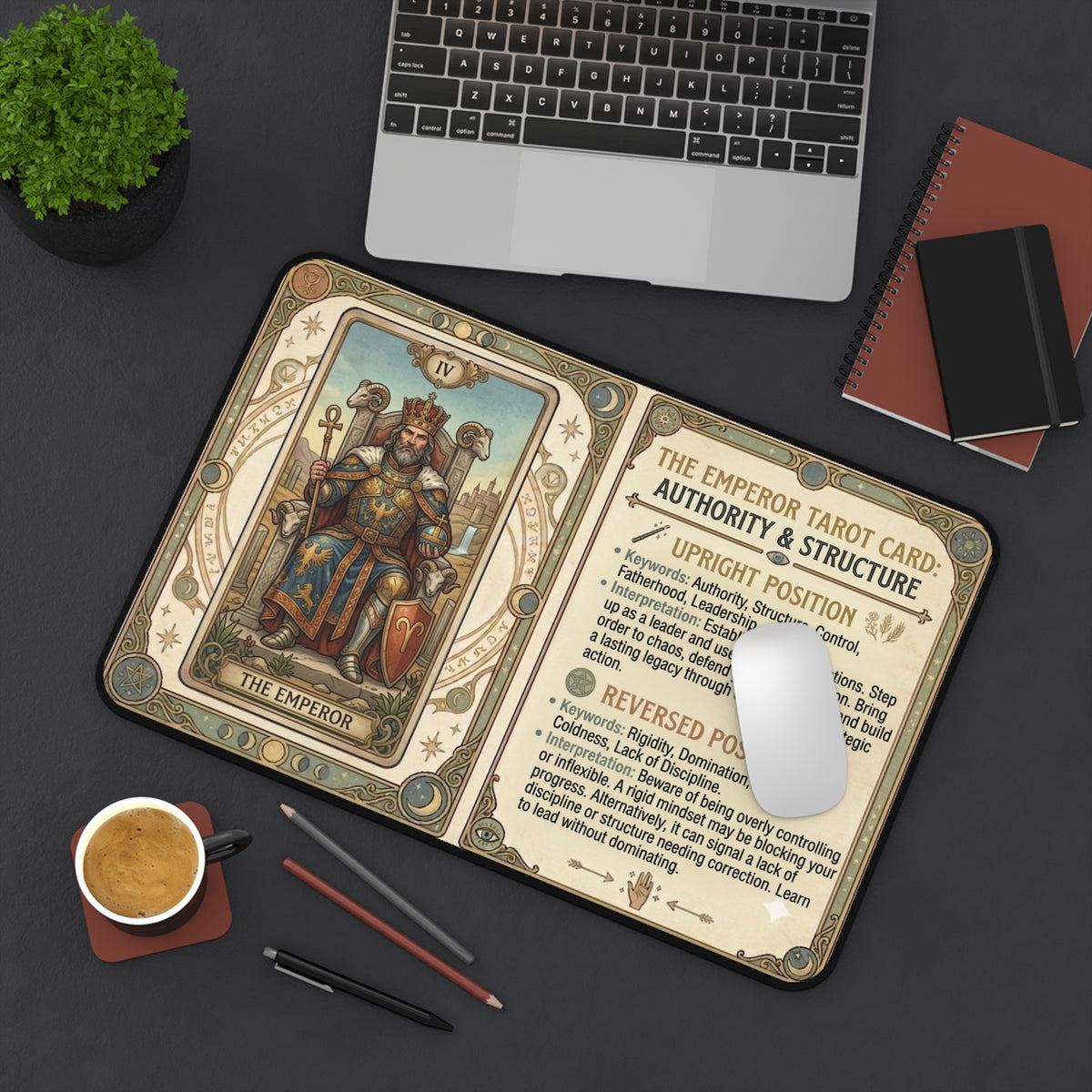 The Emperor Tarot Card desk mat mouse pad by Arcana Forge – product image 6 of 12