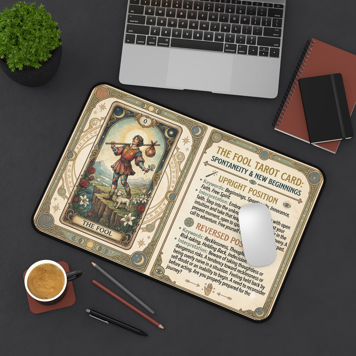 The Fool Tarot Card desk mat mouse pad by Arcana Forge – product image 6 of 12