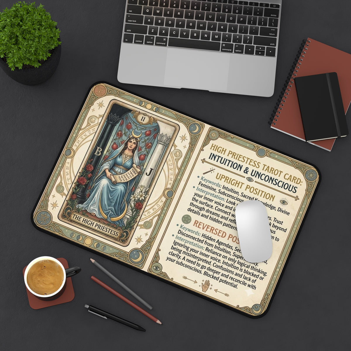 The High Priestess Tarot Card desk mat mouse pad by Arcana Forge – product image 6 of 12