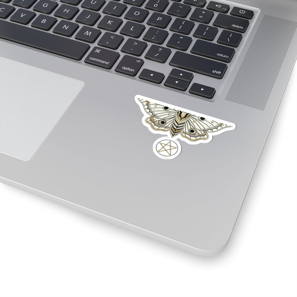 Mystic Moon Moth Kiss-Cut Sticker Pack — Gold Pentagram Laptop Decal
