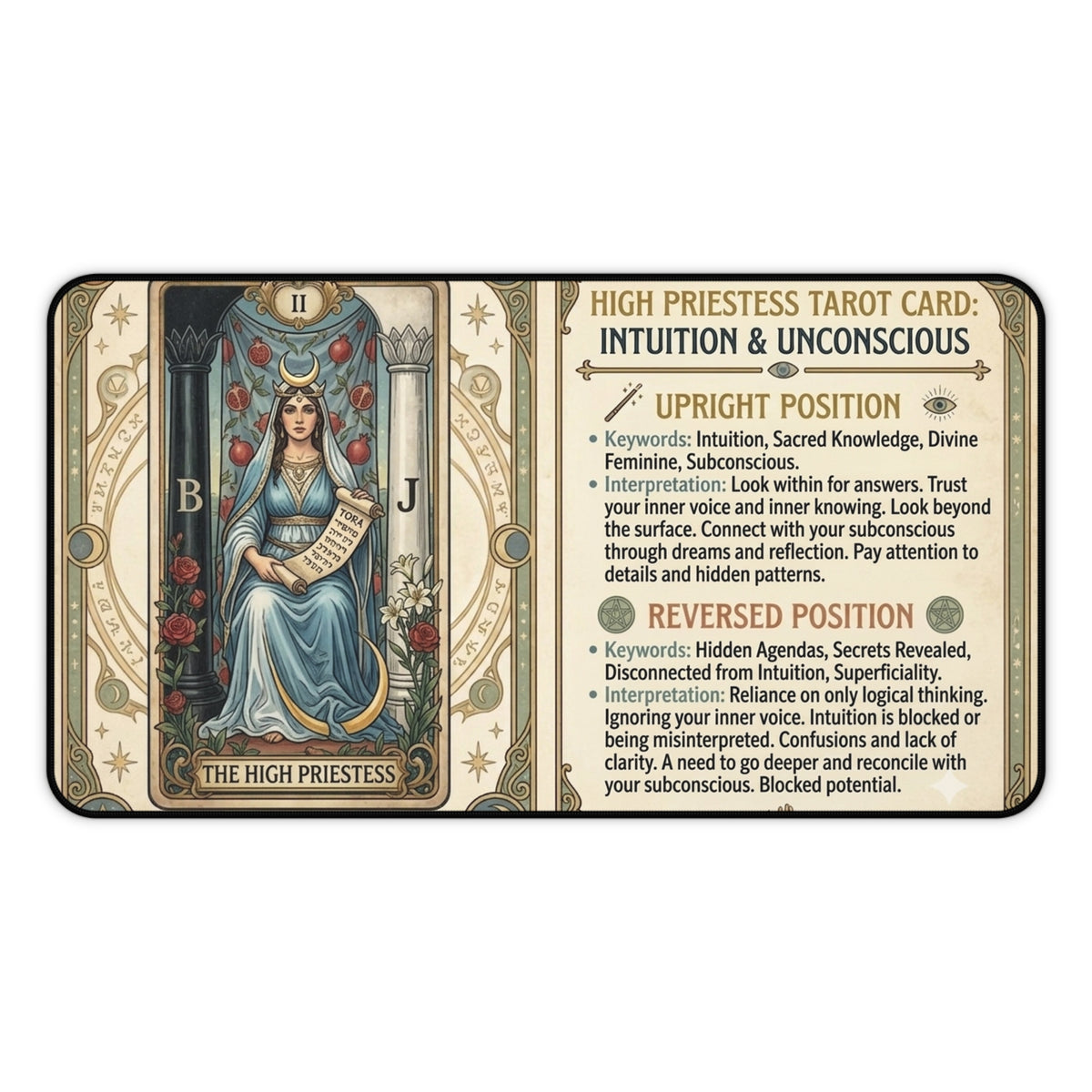 The High Priestess Tarot Card desk mat mouse pad by Arcana Forge – product image 2 of 12