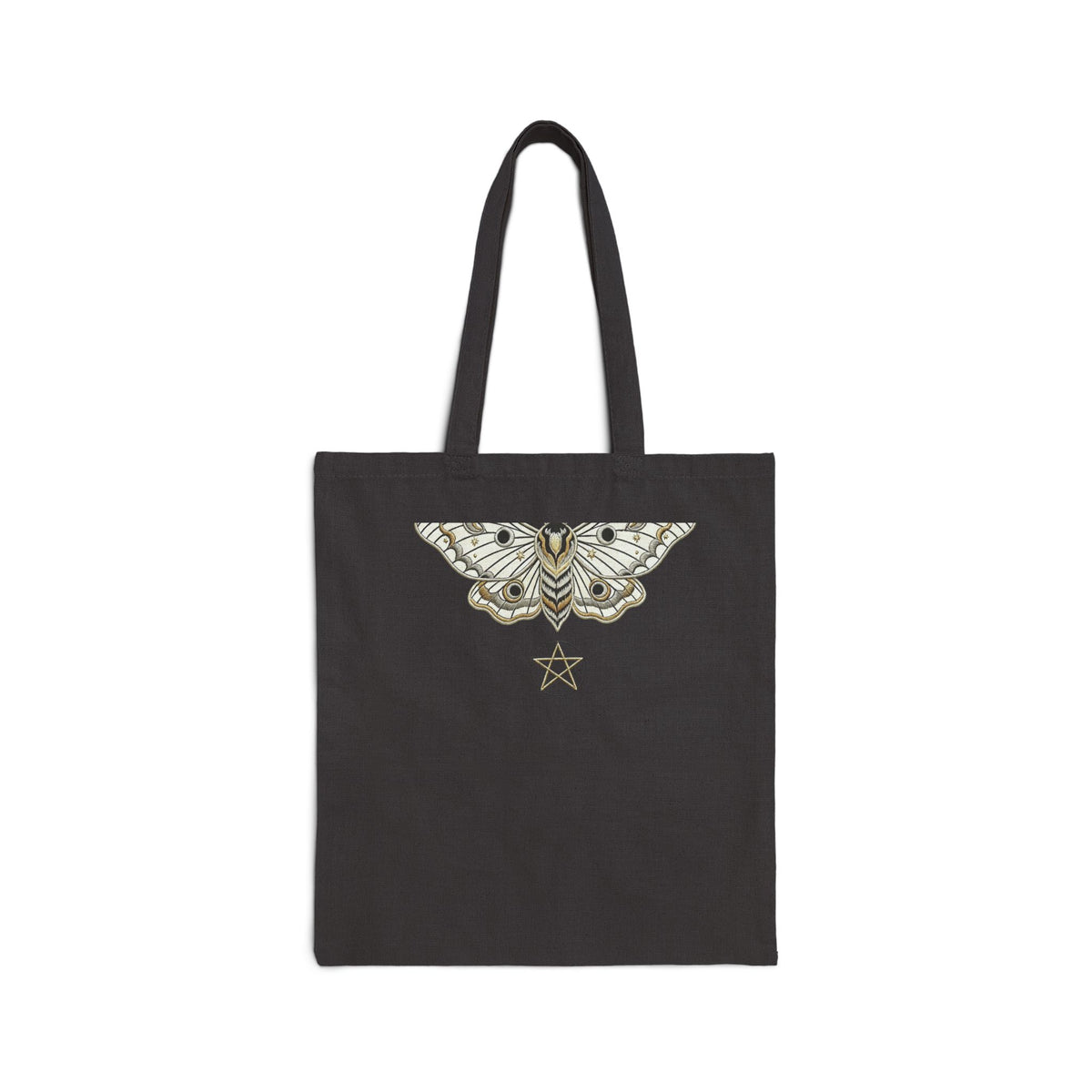 Moth and Pentagram Gothic Canvas Tote Bag