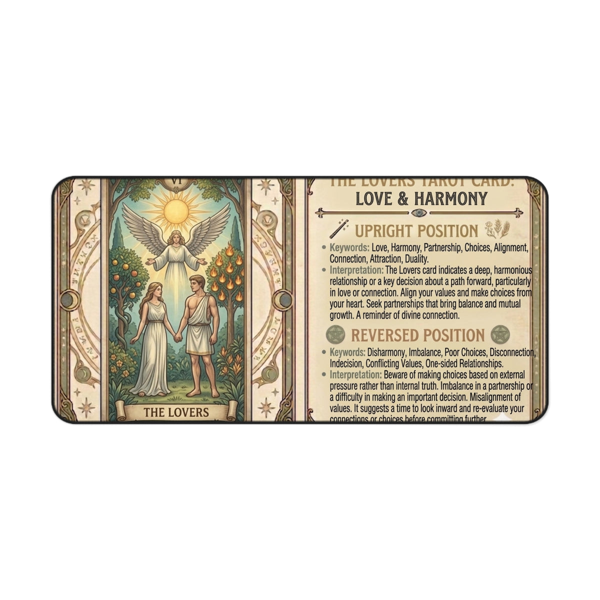 The Lovers Tarot Card desk mat mouse pad by Arcana Forge – product image 3 of 12