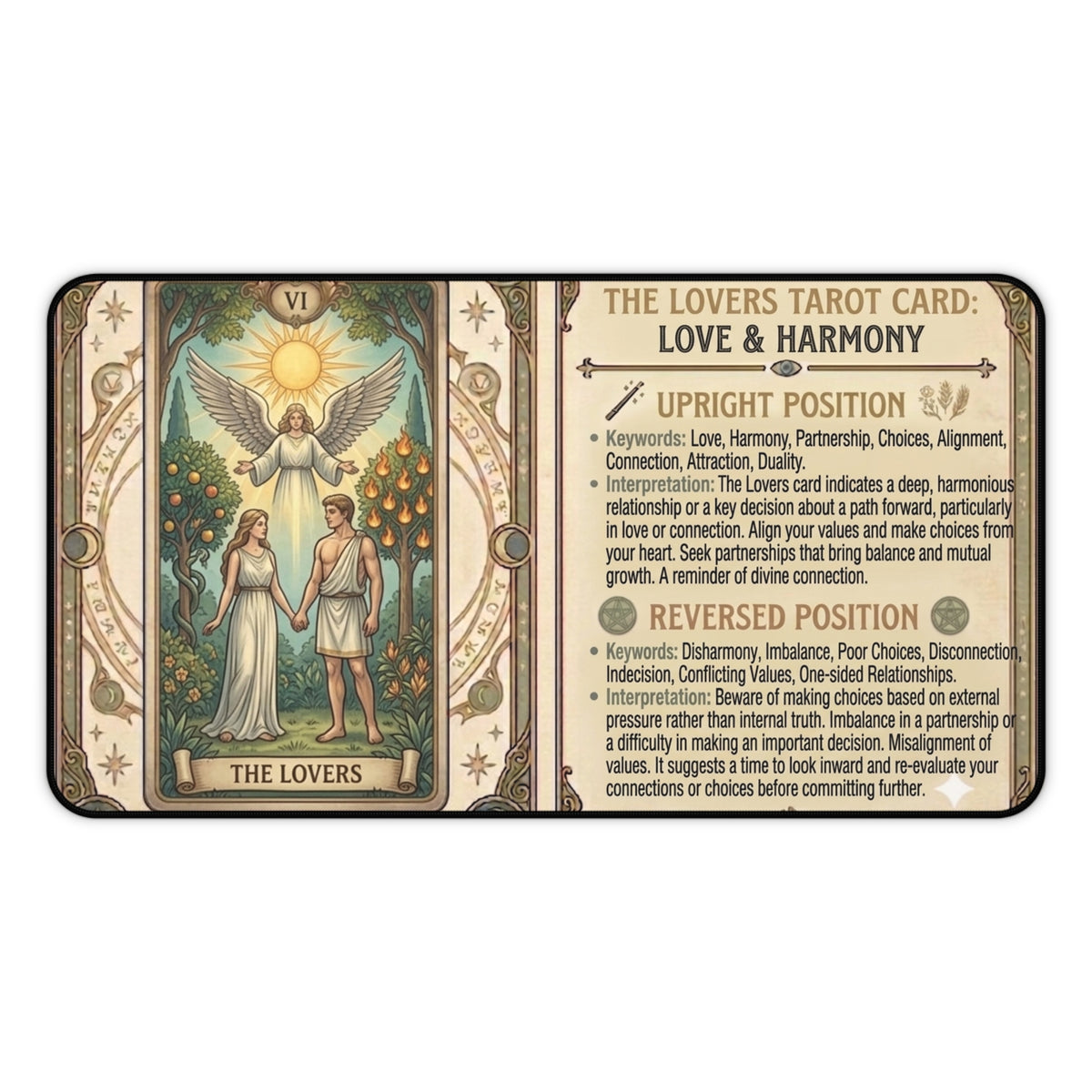 The Lovers Tarot Card desk mat mouse pad by Arcana Forge – product image 2 of 12