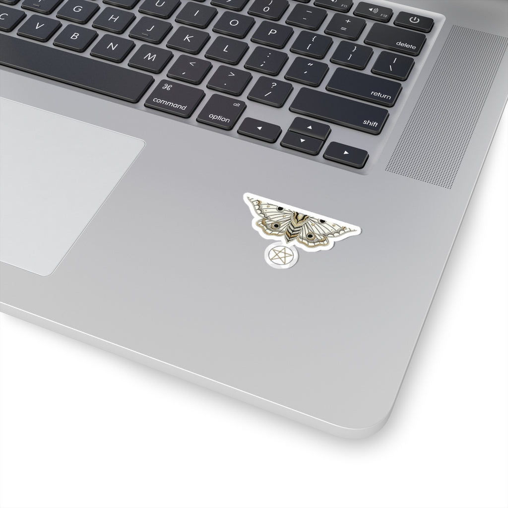 Mystic Moon Moth Kiss-Cut Sticker Pack — Gold Pentagram Laptop Decal