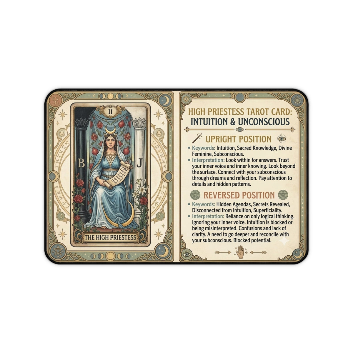 The High Priestess Tarot Card desk mat mouse pad by Arcana Forge – product image 1 of 12