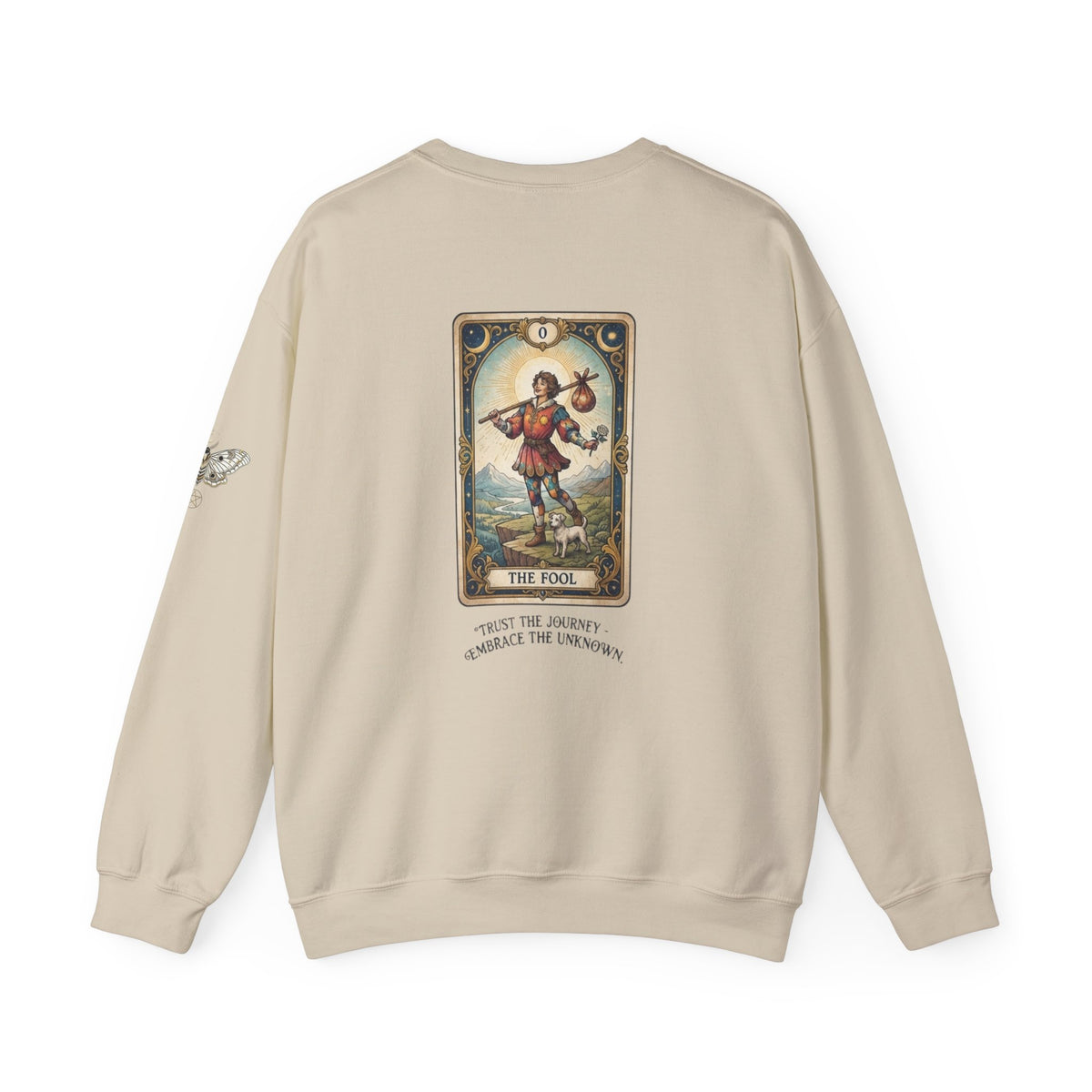 Tarot The Fool Crewneck Sweatshirt — 'Trust the Journey' Vintage Tarot Card Pullover