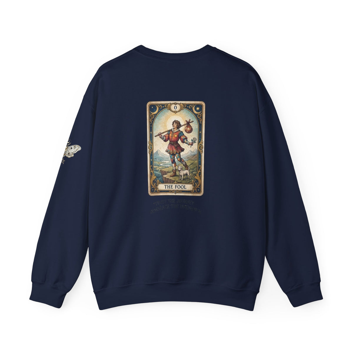 Tarot The Fool Crewneck Sweatshirt — 'Trust the Journey' Vintage Tarot Card Pullover